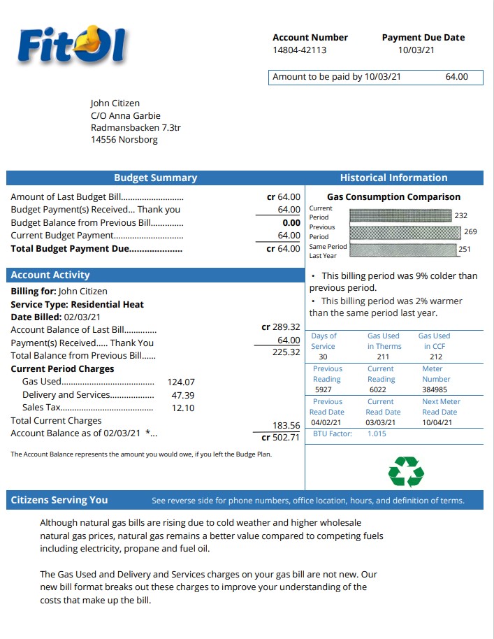  Minol USA business utility bill 
